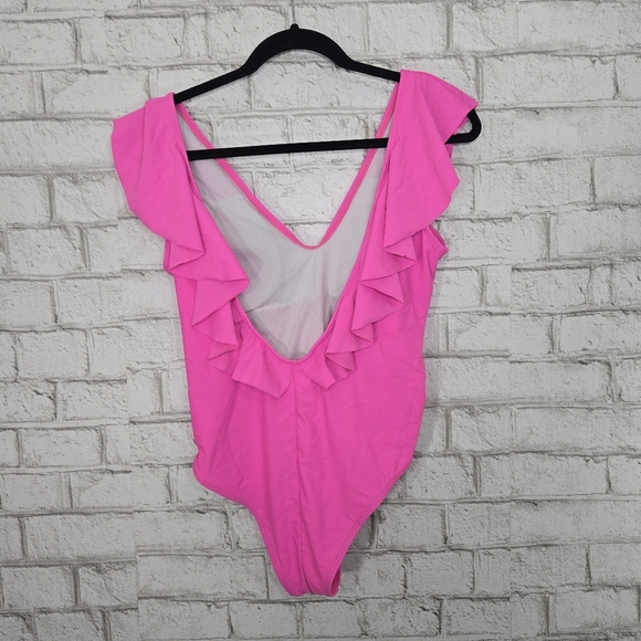 Hot pink one-piece low back swimsuit - Picture 11 of 12